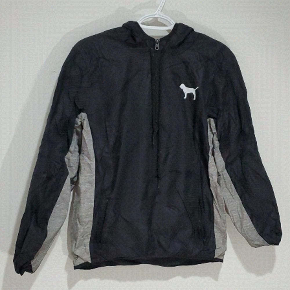 PINK VS Sm Blk & Gry Windbrkr Jacket